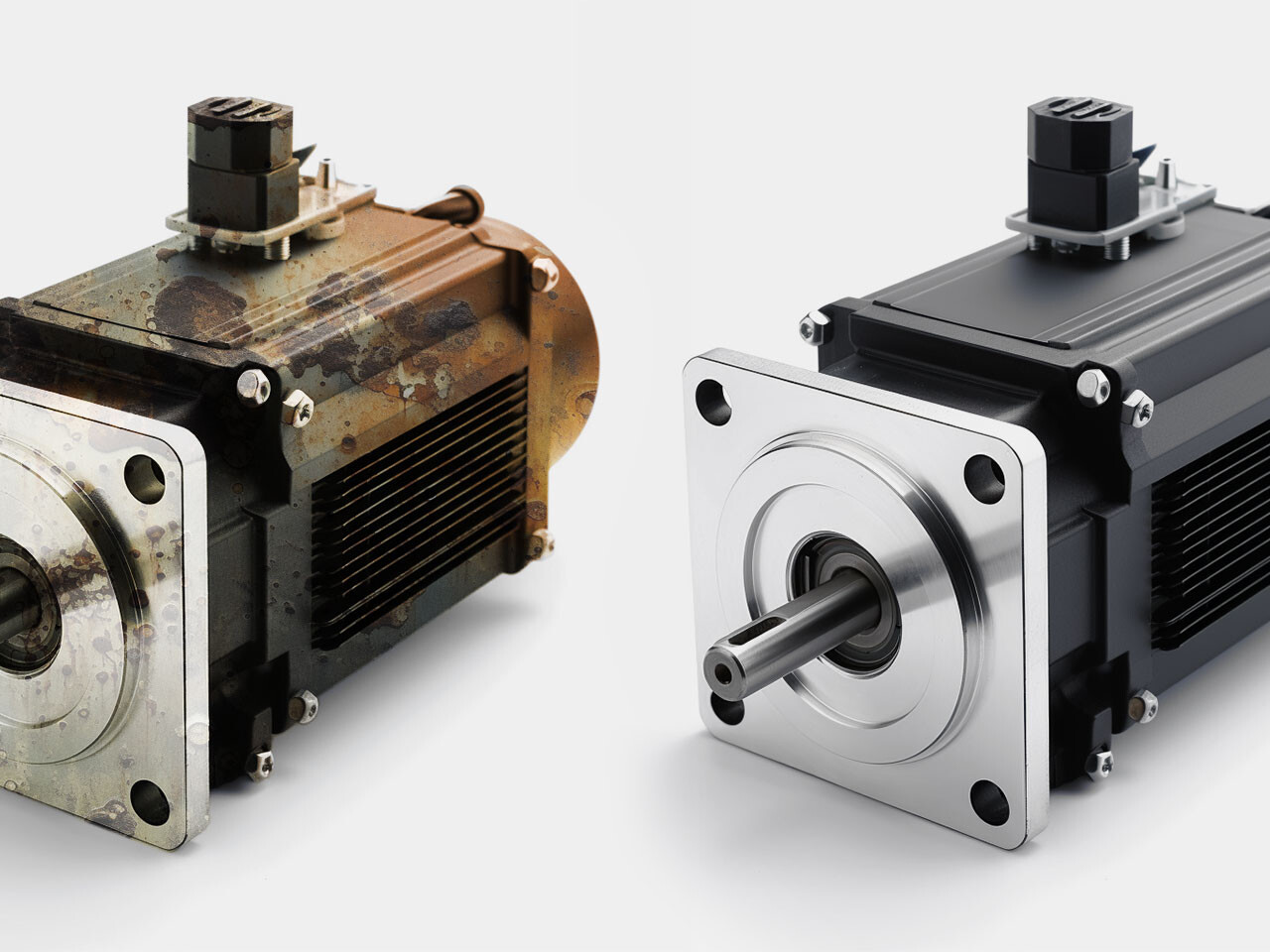 Servo motor ob sprejemu v popravilo (levo) in ob izdaji (desno)